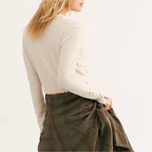 Free People Purple Third Date Ribbed Lace Top - Picture 4 of 12